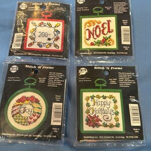 NEW Counted Cross Stitch 4 Pack Noel, Joy, Happy Holidays, Dated Christmas Lot 3